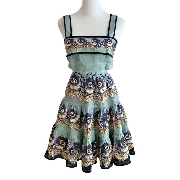 Alemais Madalena Cut Out Mini Dress in Blue US 4 - Picture 6 of 13